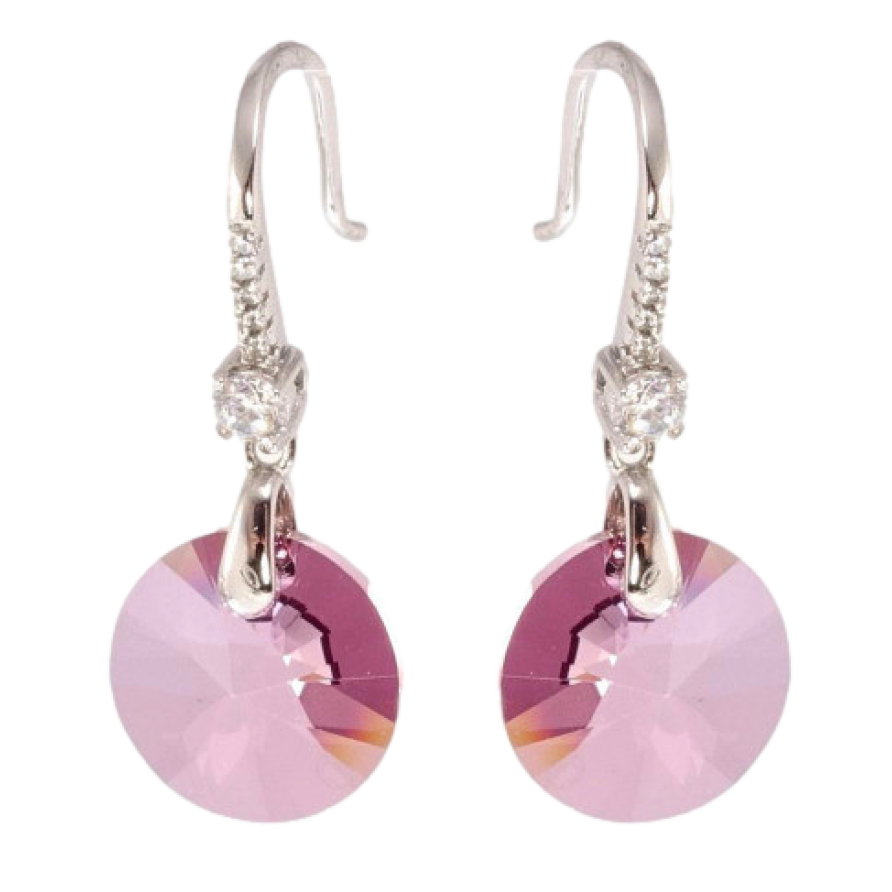 Серьги Xuping цвет Родий с кристаллами Swarovski французский замок Кристальные Peony Pink подвески фото №1 Серьги Xuping цвет Родий с кристаллами Swarovski французский замок Кристальные Peony Pink подвески фото №1