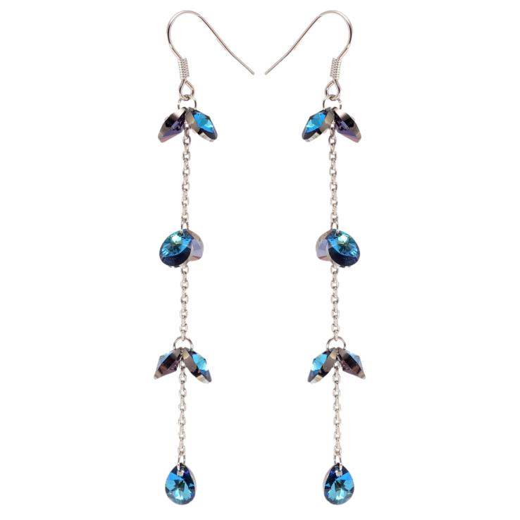 Серьги Xuping цвет Родий с кристаллами Swarovski французский замок Кристаллы Capri Blue на цепочке фото №25 Серьги Xuping цвет Родий с кристаллами Swarovski французский замок Кристаллы Capri Blue на цепочке фото №25