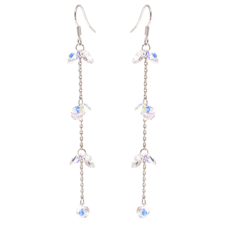 Серьги Xuping цвет Родий с кристаллами Swarovski французский замок Кристаллы Shimmer на цепочке фото №16 Серьги Xuping цвет Родий с кристаллами Swarovski французский замок Кристаллы Shimmer на цепочке фото №16