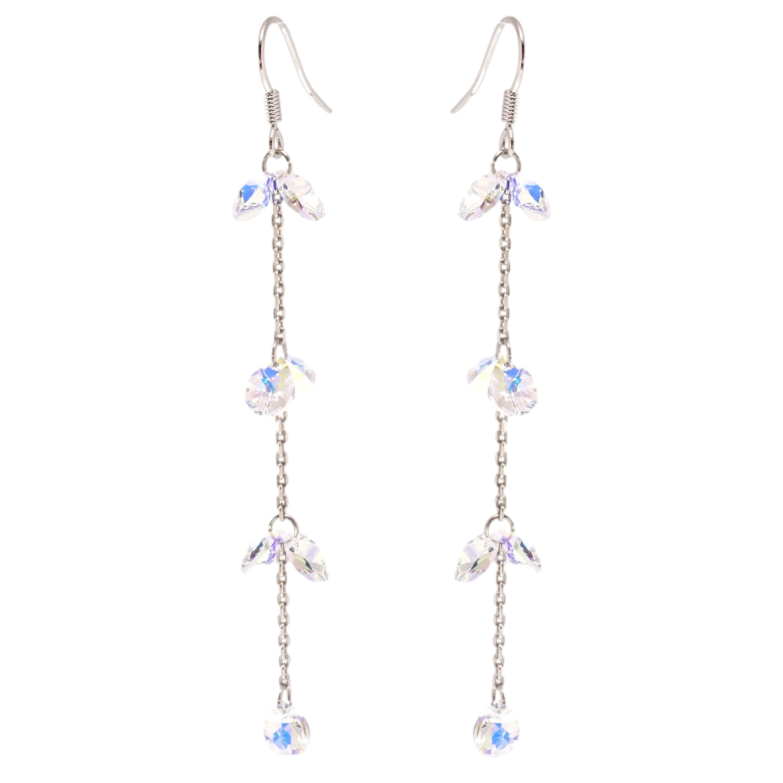 Сережки Xuping колір Родій з кристалами Swarovski французький замок Кристали Shimmer на ланцюжку фото №8 Сережки Xuping колір Родій з кристалами Swarovski французький замок Кристали Shimmer на ланцюжку фото №8