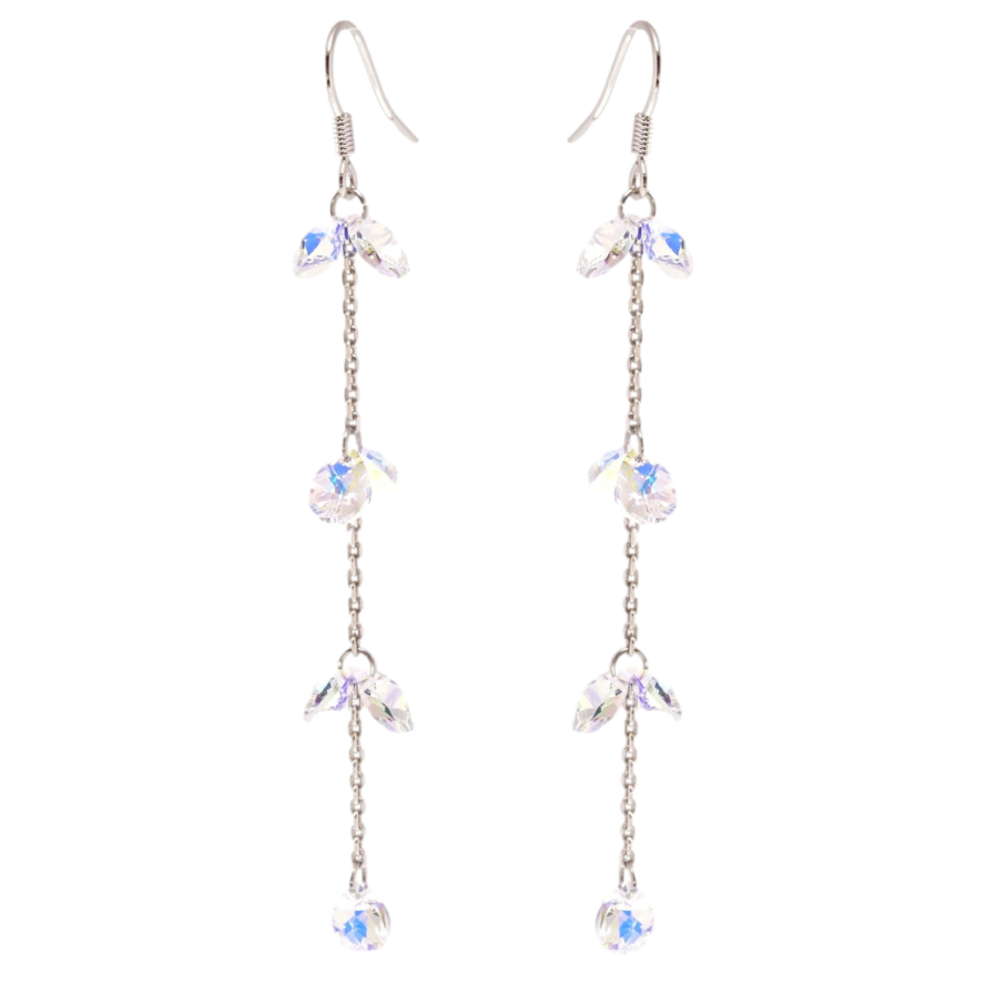 Серьги Xuping цвет Родий с кристаллами Swarovski французский замок Кристаллы Shimmer на цепочке фото №1 Серьги Xuping цвет Родий с кристаллами Swarovski французский замок Кристаллы Shimmer на цепочке фото №1