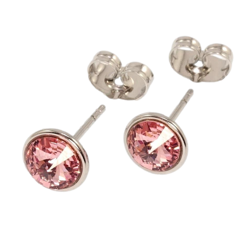 Серьги Xuping цвет Родий с кристаллами Swarovski пусеты Кристалл Rose ø 8мм фото №2 Серьги Xuping цвет Родий с кристаллами Swarovski пусеты Кристалл Rose ø 8мм фото №2