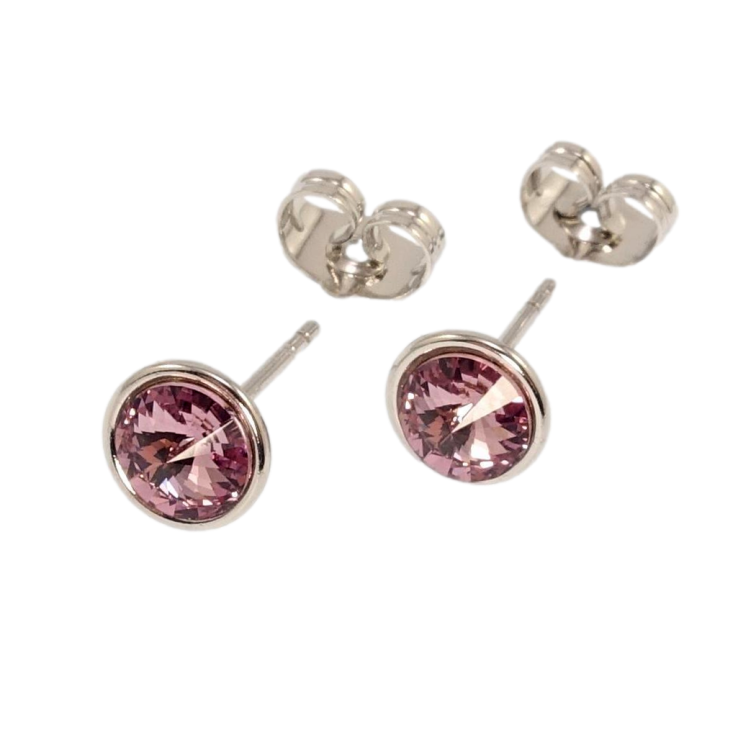 Сережки Xuping колір Родій з кристалами Swarovski пусети Кристал Antique Pink ø 8мм фото №12 Сережки Xuping колір Родій з кристалами Swarovski пусети Кристал Antique Pink ø 8мм фото №12