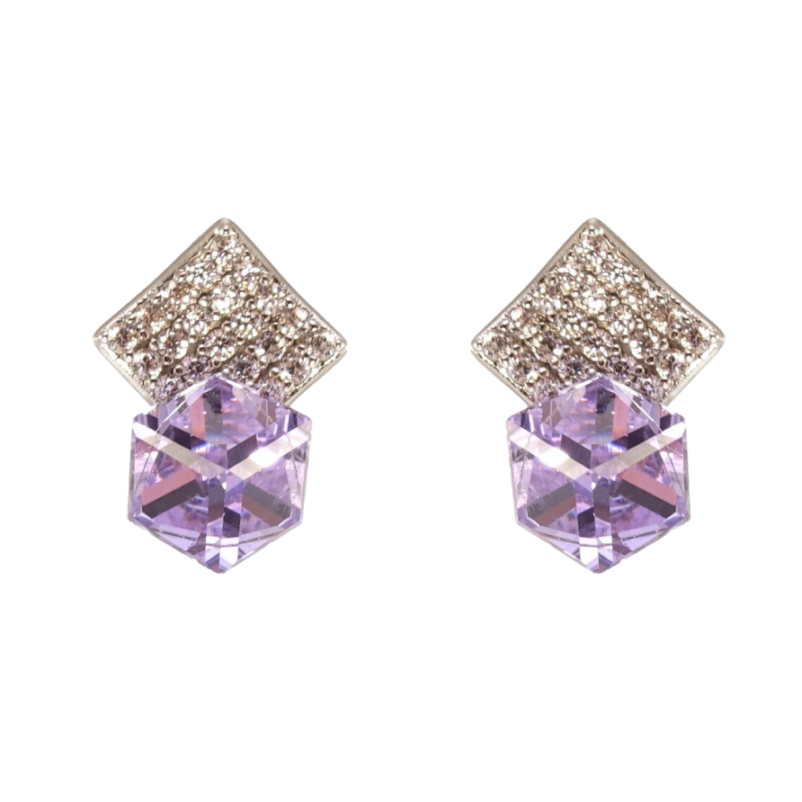 Серьги Xuping цвет Родий с кристаллами Swarovski пусеты Кристальный куб Tanzanite в квадрате фото №1 Серьги Xuping цвет Родий с кристаллами Swarovski пусеты Кристальный куб Tanzanite в квадрате фото №1