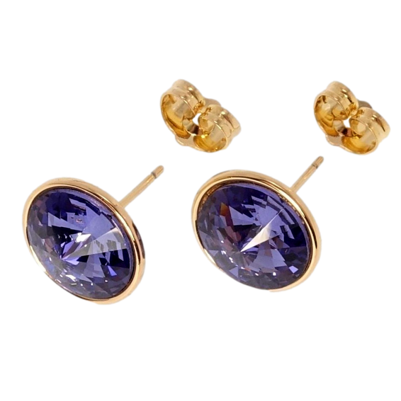 Сережки Xuping колір 18K з кристалами Swarovski пусети Кристали Purple Velvet ø 12мм фото №2