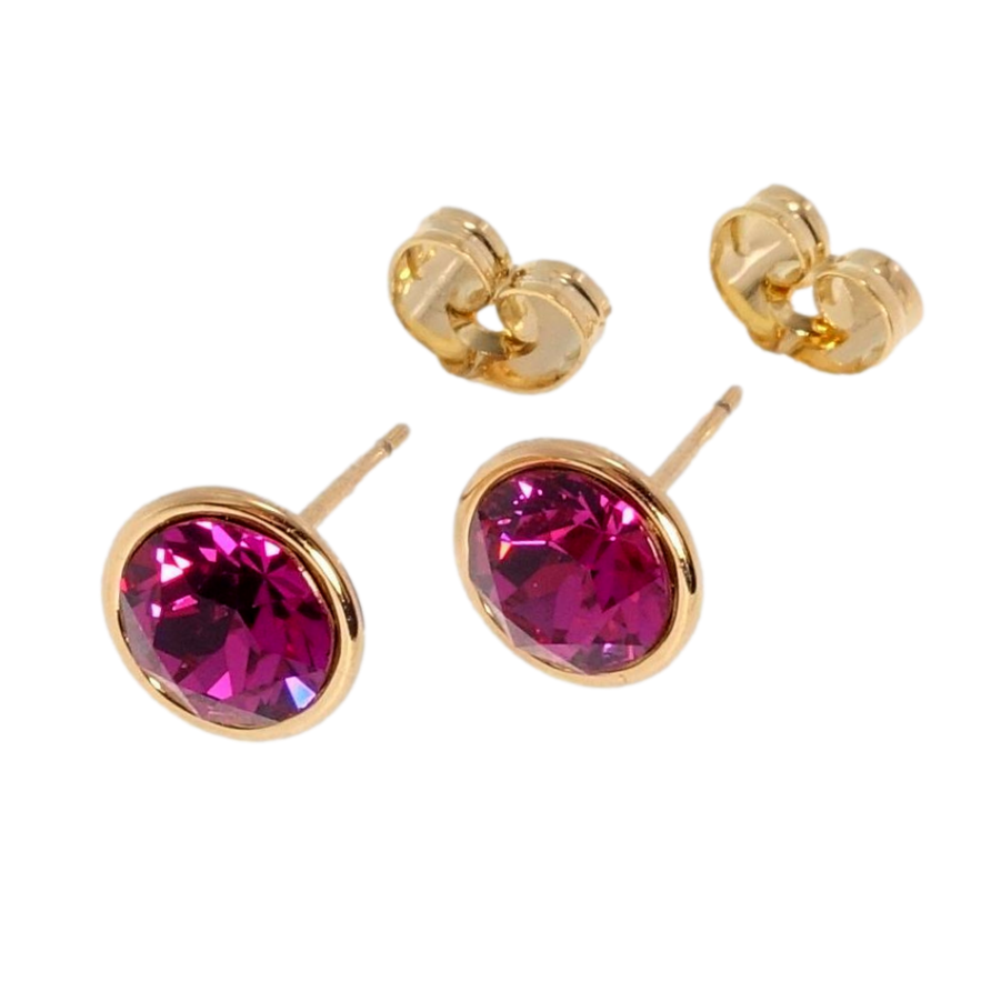 Серьги Xuping цвет 18K с кристаллами Swarovski пусеты Кристаллы Ruby ø 9мм фото №1