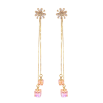Серьги Xuping цвет 18K с кристаллами Swarovski пусеты "Цветочки с кристаллами Light Rose на цепочке" фото №2 Серьги Xuping цвет 18K с кристаллами Swarovski пусеты "Цветочки с кристаллами Light Rose на цепочке" фото №2