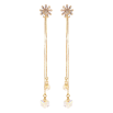 Сережки Xuping колір 18K з кристалами Swarovski пусети "Квіточки з кристалами Shimmer на ланцюжку" фото №2 Сережки Xuping колір 18K з кристалами Swarovski пусети "Квіточки з кристалами Shimmer на ланцюжку" фото №2