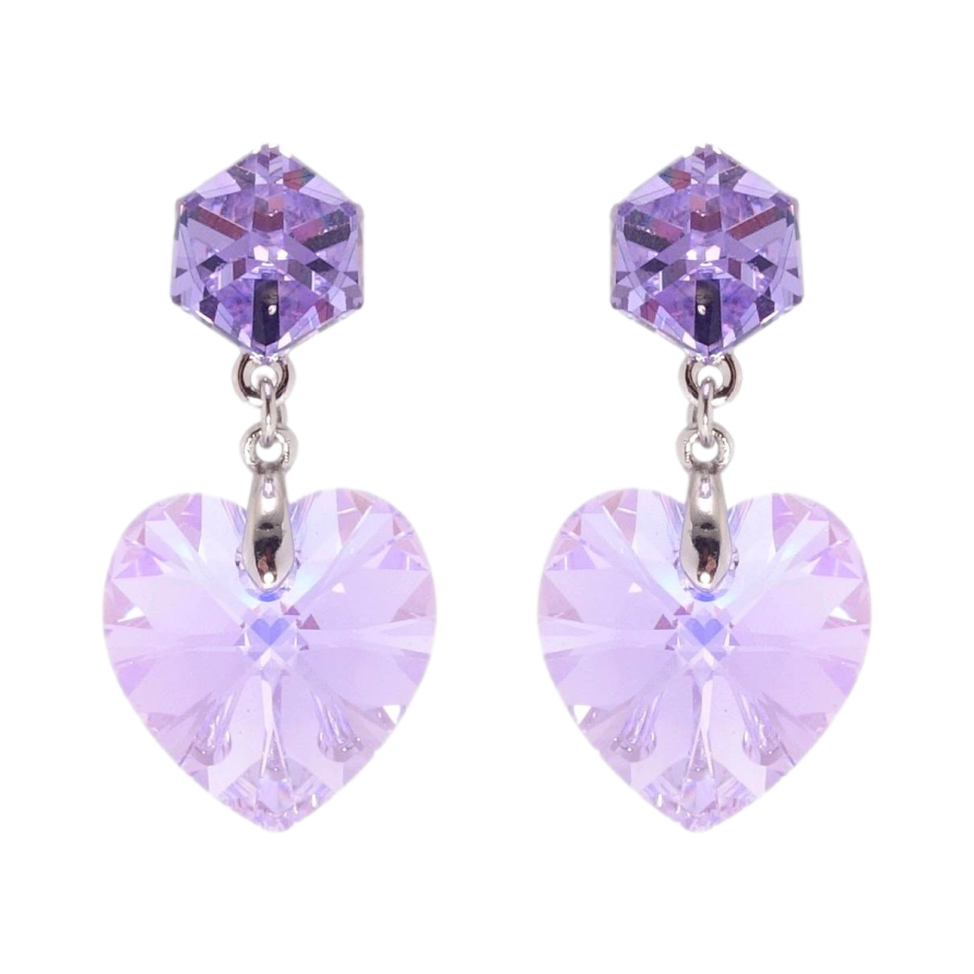 Сережки Xuping колір Родій з кристалами Swarovski пусети Серця кр-ми на кубах Lavender Delite фото №1 Сережки Xuping колір Родій з кристалами Swarovski пусети Серця кр-ми на кубах Lavender Delite фото №1