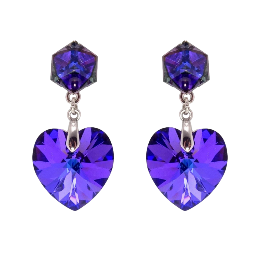 Серьги Xuping цвет Родий с кристаллами Swarovski пусеты Сердца кр-ми на кубах Majestic Blue фото №1 Серьги Xuping цвет Родий с кристаллами Swarovski пусеты Сердца кр-ми на кубах Majestic Blue фото №1