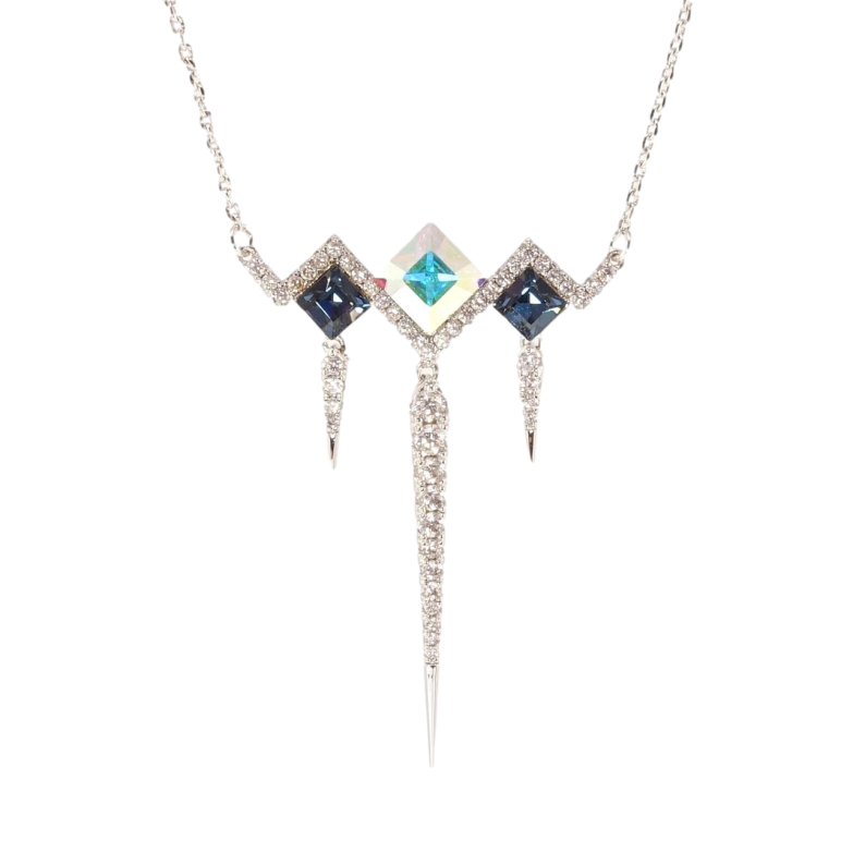 Кулон Xuping колір Родій з кр-ми Swarovski на ланцюжку Ромби з кр-ми Montana з АВ довжина 44-49см х 1мм фото №12