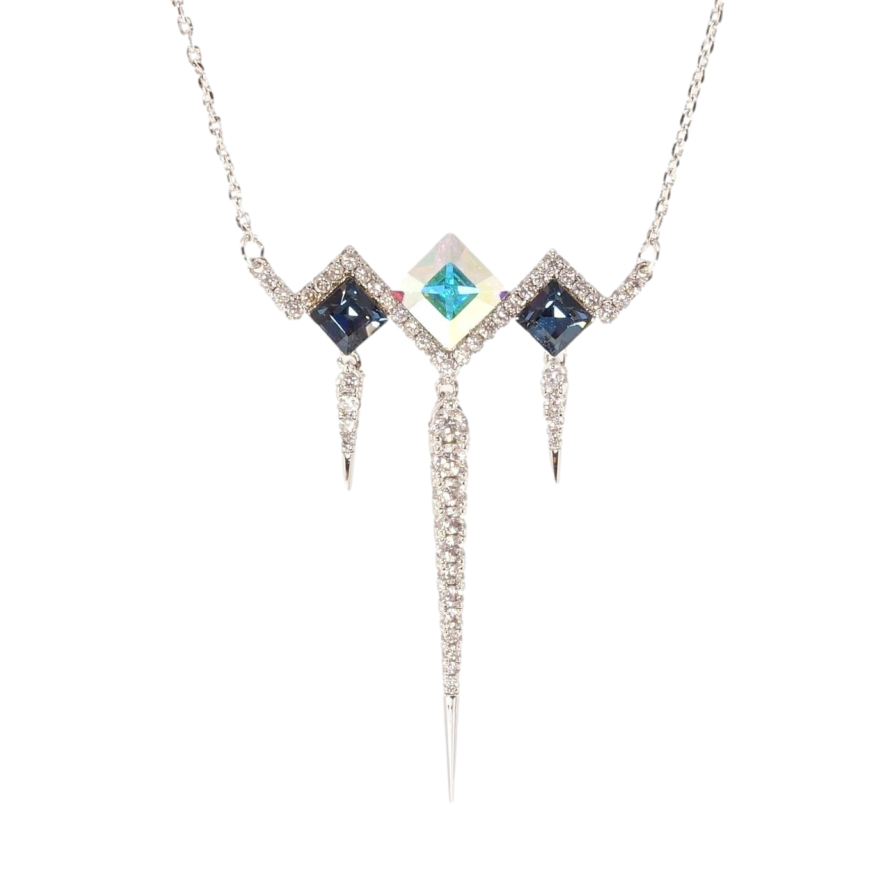 Кулон Xuping колір Родій з кр-ми Swarovski на ланцюжку Ромби з кр-ми Montana з АВ довжина 44-49см х 1мм фото №1