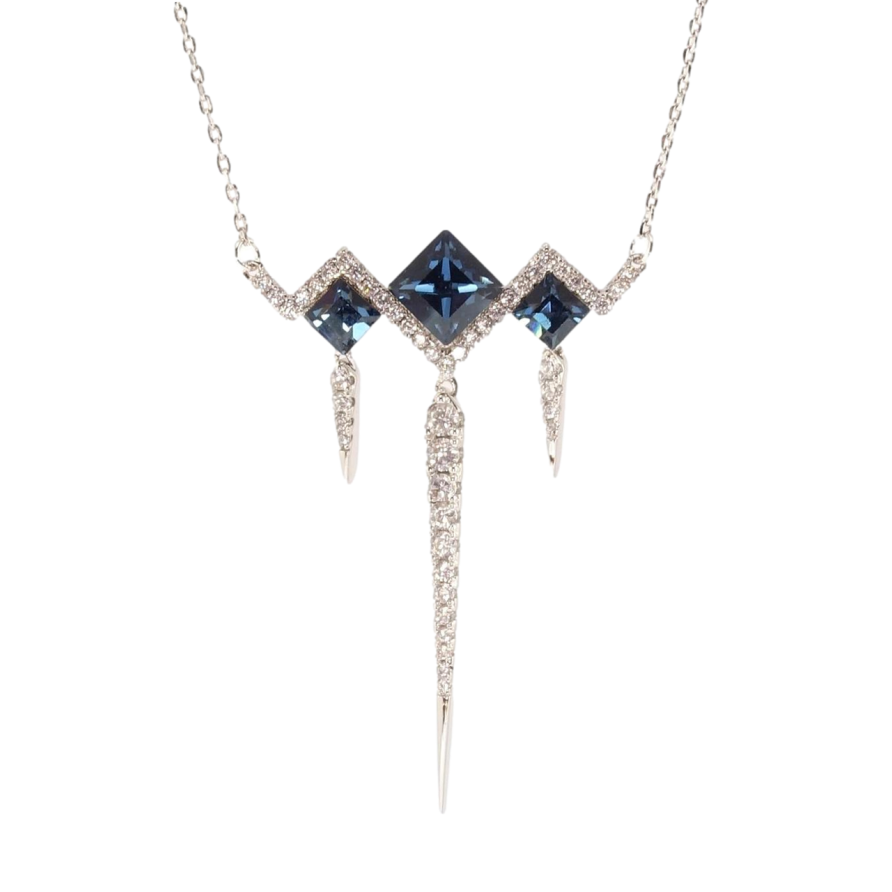 Кулон Xuping колір Родій з кр-ми Swarovski на ланцюжку Ромби з кр-ми Montana довжина 45-50см х 1мм фото №1 Кулон Xuping колір Родій з кр-ми Swarovski на ланцюжку Ромби з кр-ми Montana довжина 45-50см х 1мм фото №1