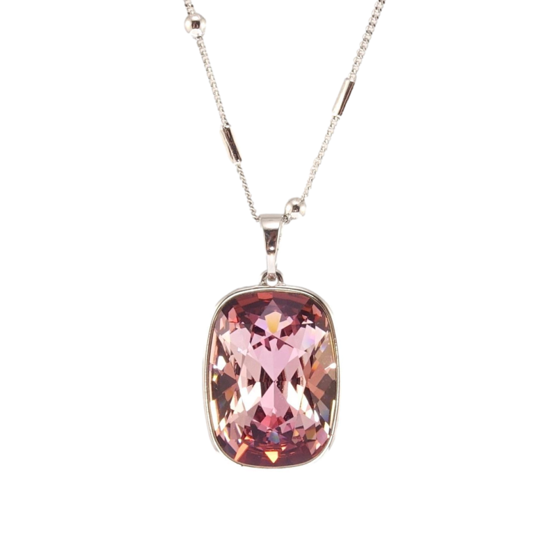 Кулон Xuping колір Родій з кр-ми Swarovski на ланцюжку Кристал Rose довжина 45,5-50,5см х 1мм, к. 20х15мм фото №1 Кулон Xuping колір Родій з кр-ми Swarovski на ланцюжку Кристал Rose довжина 45,5-50,5см х 1мм, к. 20х15мм фото №1