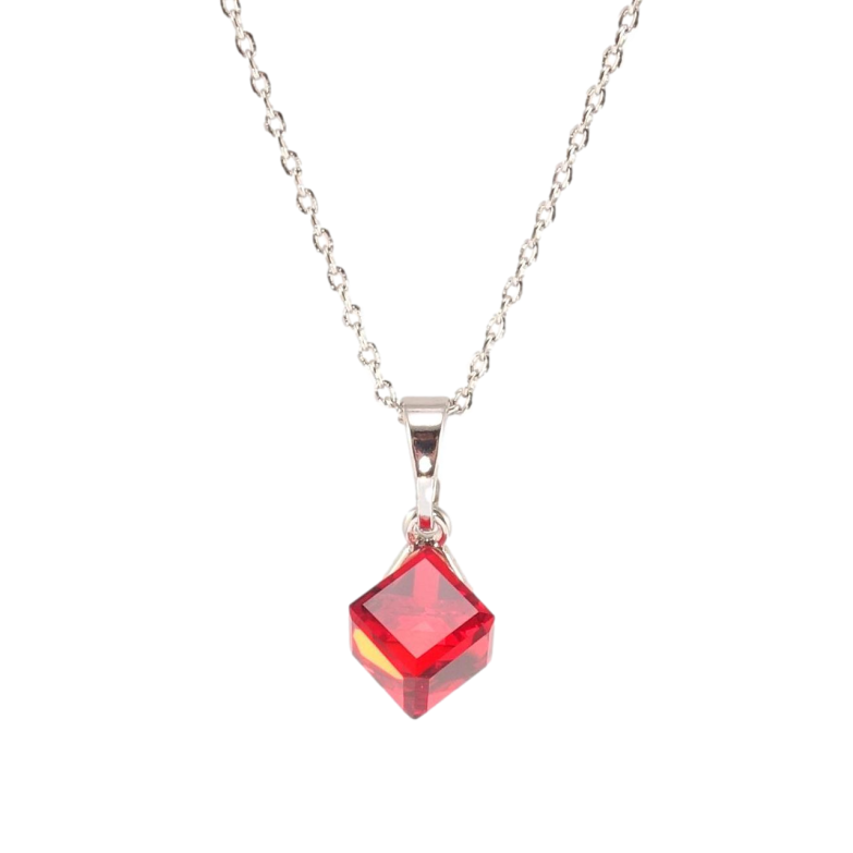 Кулон Xuping колір Родій з кр-ми Swarovski на ланцюжку Куб Siam дл.46-52см х 1мм, к. 6х6мм фото №2 Кулон Xuping колір Родій з кр-ми Swarovski на ланцюжку Куб Siam дл.46-52см х 1мм, к. 6х6мм фото №2