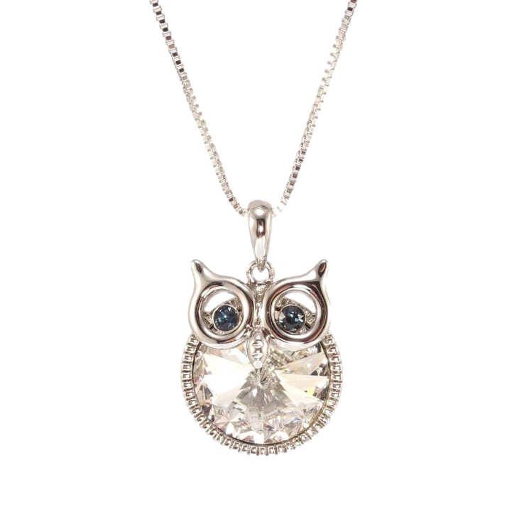 Кулон Xuping колір Родій з кр-ми Swarovski на ланцюжку Сова з кр-ми Clear та Montana дл.45см х 1мм фото №18 Кулон Xuping колір Родій з кр-ми Swarovski на ланцюжку Сова з кр-ми Clear та Montana дл.45см х 1мм фото №18