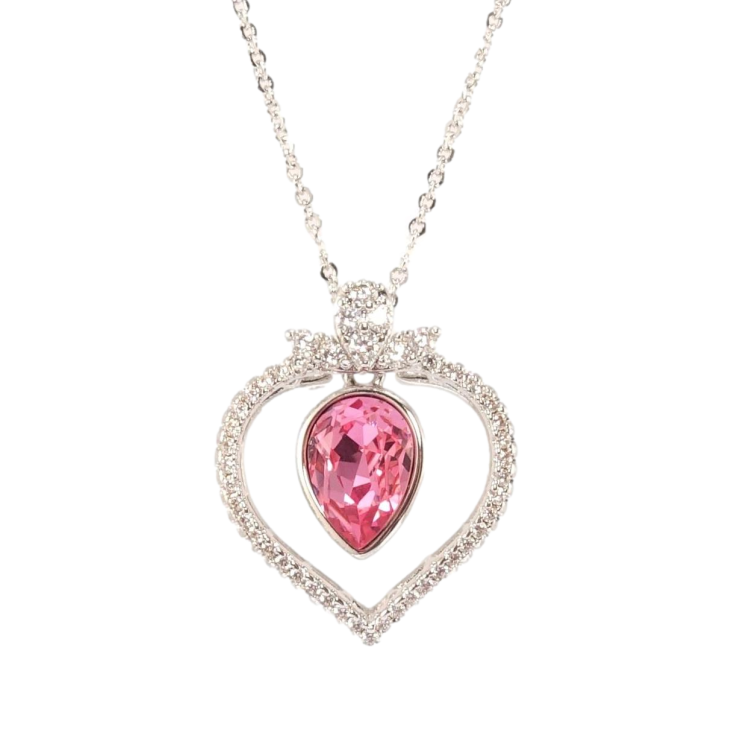 Кулон Xuping колір Родій з кр-ми Swarovski на ланцюжку Крапелька Rose в обрамленні серця дл.45-50см х 1мм фото №9 Кулон Xuping колір Родій з кр-ми Swarovski на ланцюжку Крапелька Rose в обрамленні серця дл.45-50см х 1мм фото №9