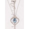 Кулон Xuping колір Родій з кр-ми Swarovski на ланцюжку Крапелька Aquamarine в обрамленні серця дл.42-46см х 1мм фото №2