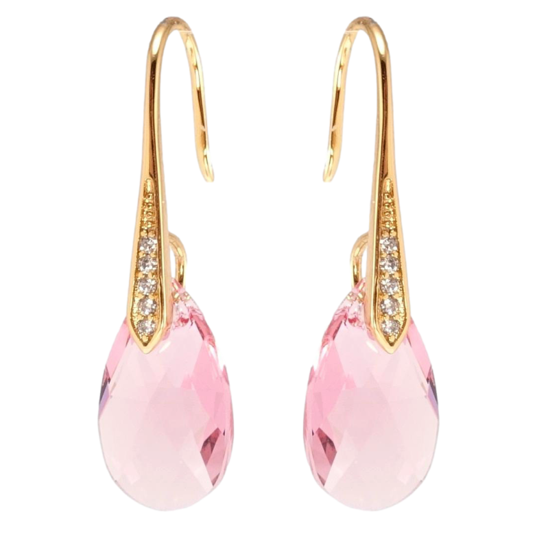 Сережки Xuping колір 18K з кристалами Swarovski французький замок Кристал Light Rose фото №20
