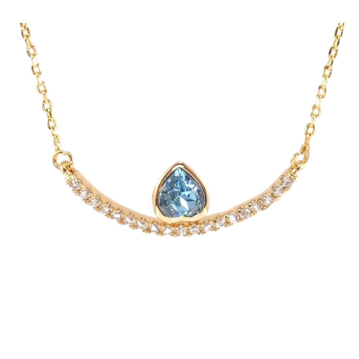 Подвеска Xuping 18K с кр-ми Swarovski на цепочке Дуга с кристальным сердцем Aquamarine длина 45-50см х 1мм фото №16 Подвеска Xuping 18K с кр-ми Swarovski на цепочке Дуга с кристальным сердцем Aquamarine длина 45-50см х 1мм фото №16