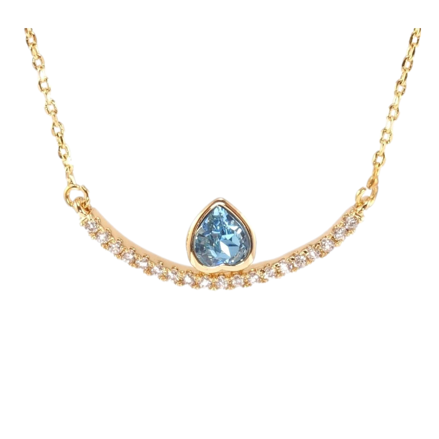 Підвіска Xuping 18K з кр-ми Swarovski на ланцюжку Дуга з кристальним серцем Aquamarine довжина 45-50см х 1мм фото №1 Підвіска Xuping 18K з кр-ми Swarovski на ланцюжку Дуга з кристальним серцем Aquamarine довжина 45-50см х 1мм фото №1