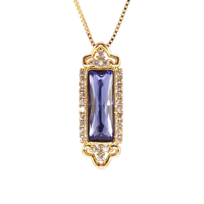 Кулон Xuping 18K з кр-ми Swarovski на ланцюжку Елегантна підвіска з кристалом Sapphire довжина 46см х 1мм фото №1 Кулон Xuping 18K з кр-ми Swarovski на ланцюжку Елегантна підвіска з кристалом Sapphire довжина 46см х 1мм фото №1