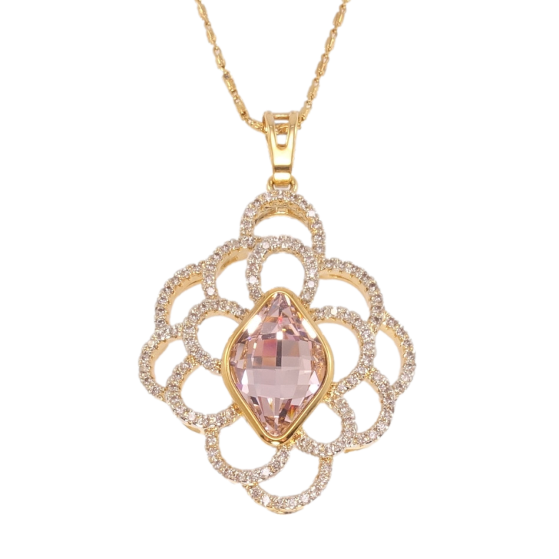 Кулон Xuping 18K з кр-ми Swarovski на ланцюжку Ажурна квітка з кристалом Light Rose довжина 45см х 1мм фото №8 Кулон Xuping 18K з кр-ми Swarovski на ланцюжку Ажурна квітка з кристалом Light Rose довжина 45см х 1мм фото №8