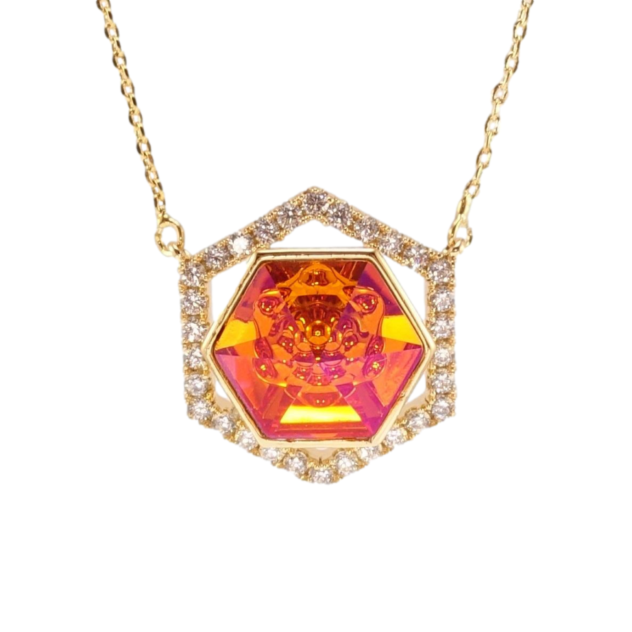 Кулон Xuping 18K с кр-ми Swarovski на цепочке Многогранник с кристаллом Sun длина 44-49см х 1мм фото №1 Кулон Xuping 18K с кр-ми Swarovski на цепочке Многогранник с кристаллом Sun длина 44-49см х 1мм фото №1