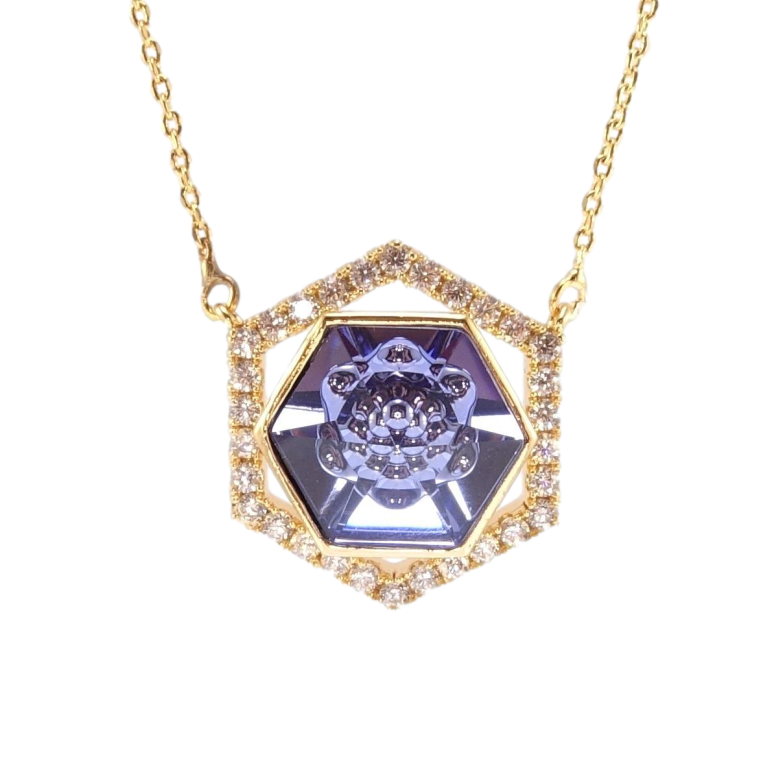 Кулон Xuping 18K з кр-ми Swarovski на ланцюжку Многогранник з кристалом Tanzanite довжина 44-49см х 1мм фото №5 Кулон Xuping 18K з кр-ми Swarovski на ланцюжку Многогранник з кристалом Tanzanite довжина 44-49см х 1мм фото №5