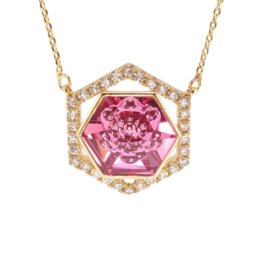 Кулон Xuping 18K с кр-ми Swarovski на цепочке Многогранник с кристаллом Rose длина 44-49см х 1мм фото №1 Кулон Xuping 18K с кр-ми Swarovski на цепочке Многогранник с кристаллом Rose длина 44-49см х 1мм фото №1