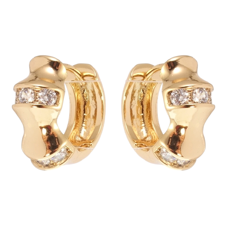 Сережки Xuping Позолота 18K колечка Фігурні з цирконієм фото №1 Сережки Xuping Позолота 18K колечка Фігурні з цирконієм фото №1