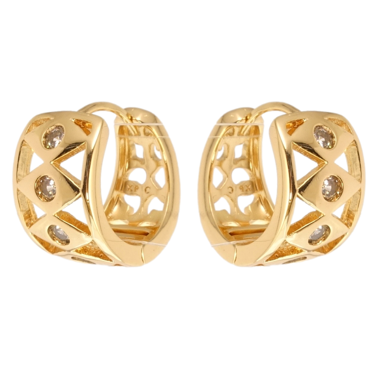Сережки Xuping Позолота 18K колечка Орнамент із вставками цирконію фото №5 Сережки Xuping Позолота 18K колечка Орнамент із вставками цирконію фото №5