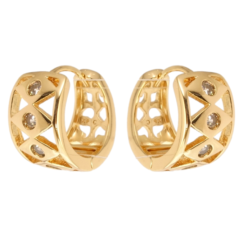 Серьги Xuping Позолота 18K колечки Орнамент с вставками циркония фото №1 Серьги Xuping Позолота 18K колечки Орнамент с вставками циркония фото №1