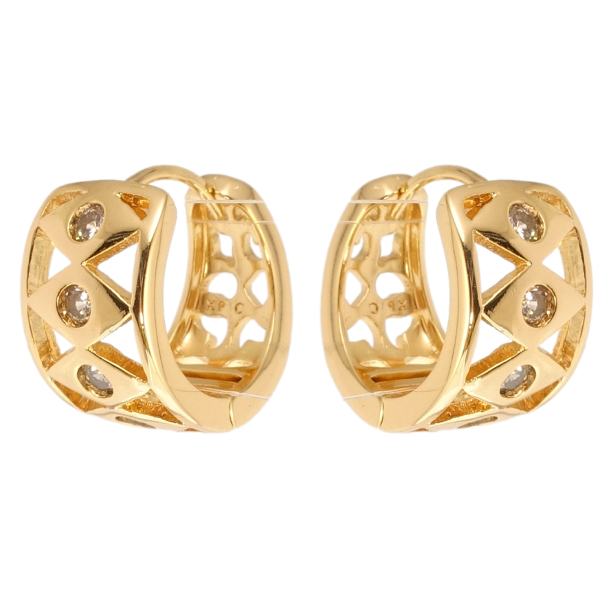 Серьги Xuping Позолота 18K колечки Орнамент с вставками циркония фото №1 Серьги Xuping Позолота 18K колечки Орнамент с вставками циркония фото №1
