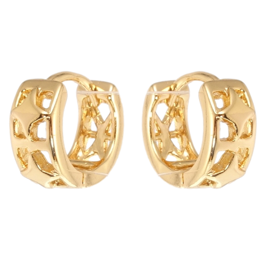 Серьги Xuping Позолота 18K колечки Резной звездный орнамент фото №1