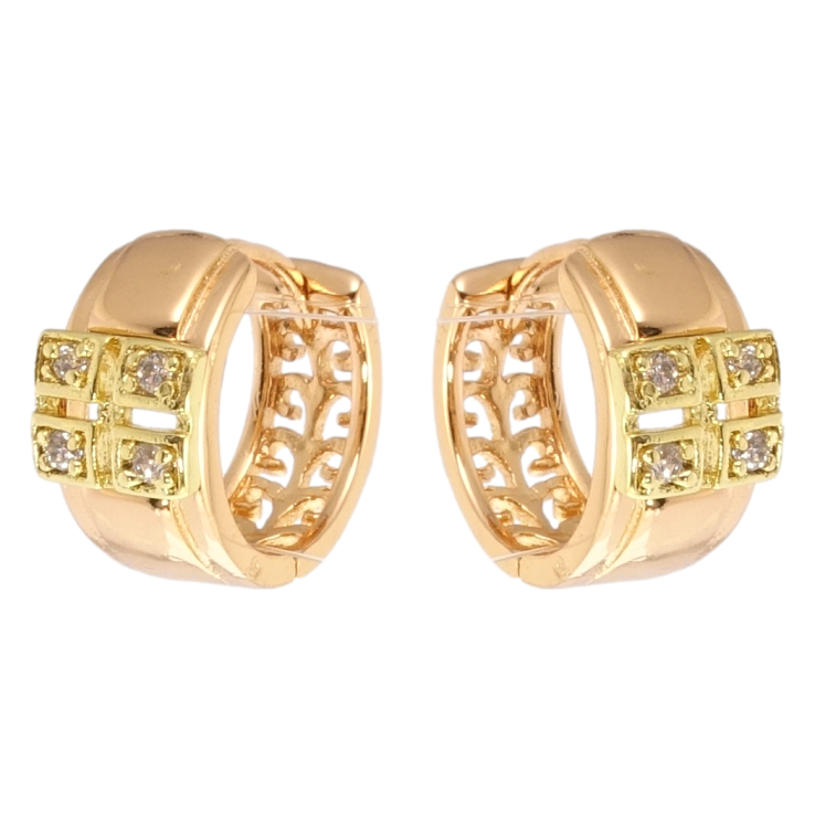 Сережки Xuping Позолота 18K + Позолота 14K колечки Орнамент із цирконієм фото №19 Сережки Xuping Позолота 18K + Позолота 14K колечки Орнамент із цирконієм фото №19