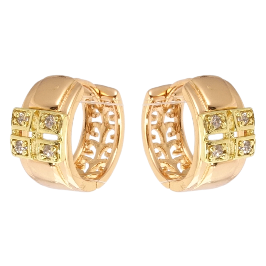 Серьги Xuping Позолота 18K + Позолота 14K колечки Орнамент с цирконием фото №1