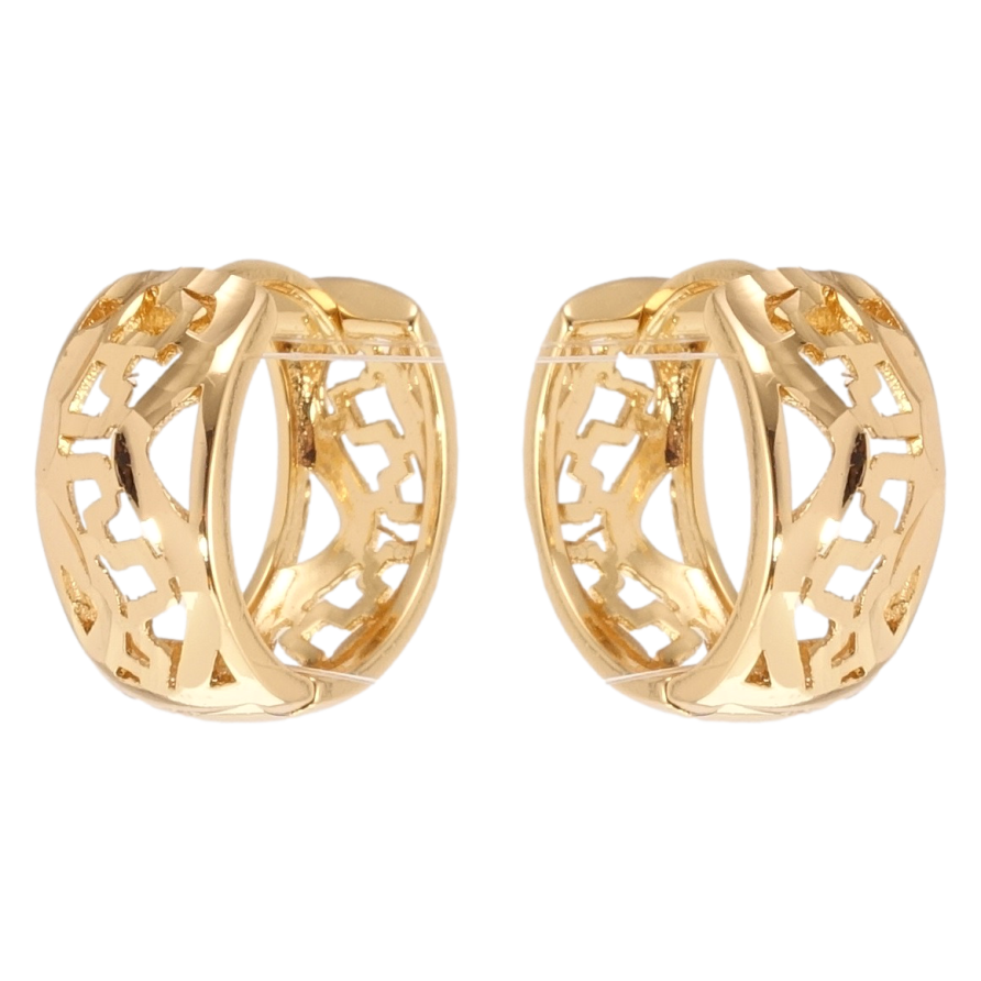Сережки Xuping Позолота 18K колечка Декоративний різьблений орнамент фото №1 Сережки Xuping Позолота 18K колечка Декоративний різьблений орнамент фото №1