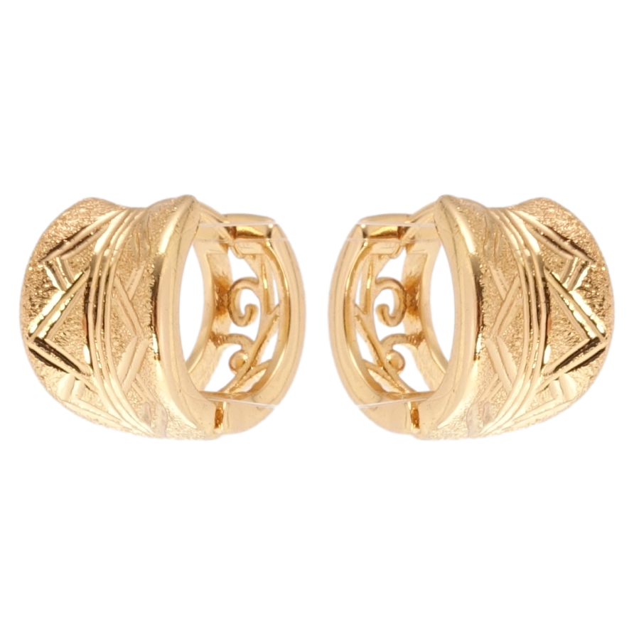 Серьги Xuping Позолота 18K колечки Декоративный орнамент с шагренью фото №1 Серьги Xuping Позолота 18K колечки Декоративный орнамент с шагренью фото №1