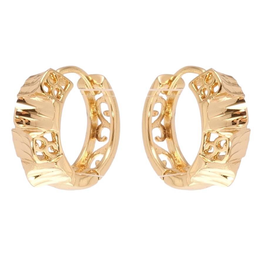 Сережки Xuping Позолота 18K колечка Декоративний різьблений орнамент фото №1 Сережки Xuping Позолота 18K колечка Декоративний різьблений орнамент фото №1