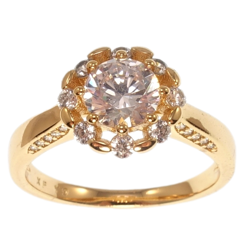 Каблучка Xuping Позолота 18K Кристальна квітка фото №4 Каблучка Xuping Позолота 18K Кристальна квітка фото №4