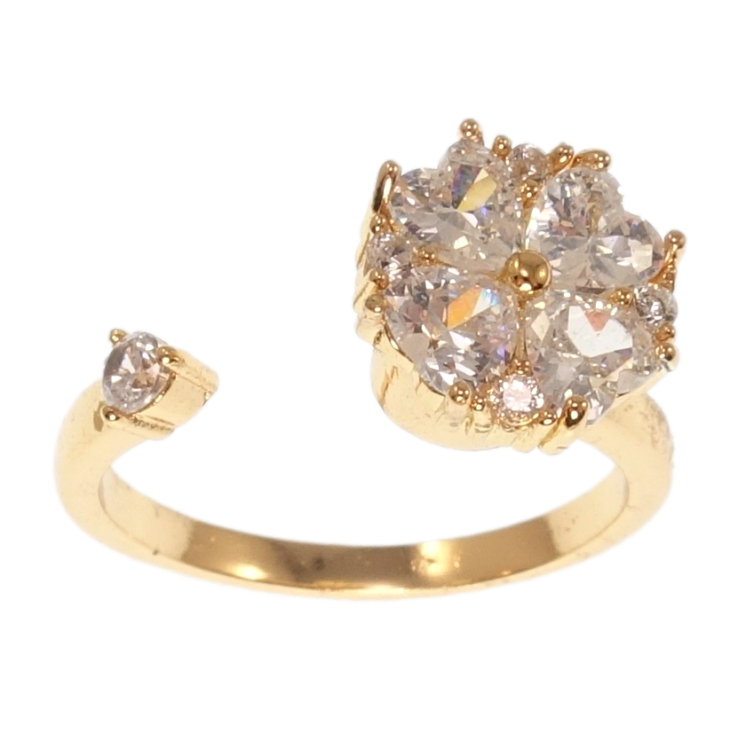 Кольцо Xuping Позолота 18K Вращающийся кристальный цветок фото №10