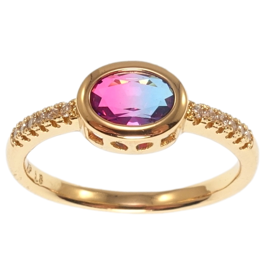 Кольцо Xuping Позолота 18K Малиново-синий кристалл фото №1 Кольцо Xuping Позолота 18K Малиново-синий кристалл фото №1