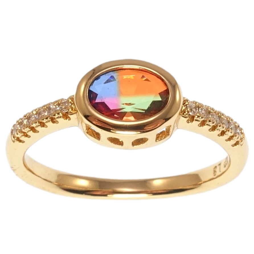 Кольцо Xuping Позолота 18K Разноцветный кристалл фото №1 Кольцо Xuping Позолота 18K Разноцветный кристалл фото №1
