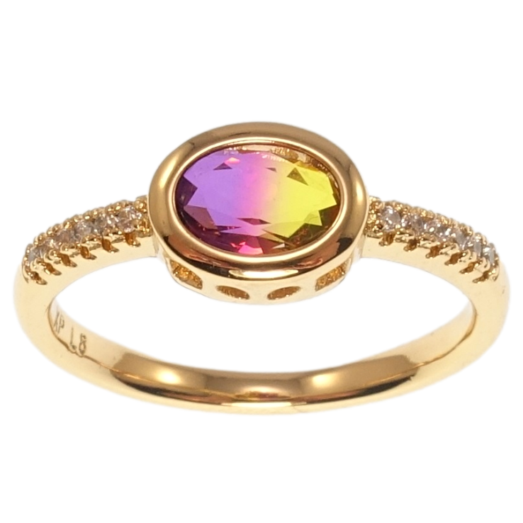 Каблучка Xuping Позолота 18K Бузово-жовтий кристал фото №5 Каблучка Xuping Позолота 18K Бузово-жовтий кристал фото №5
