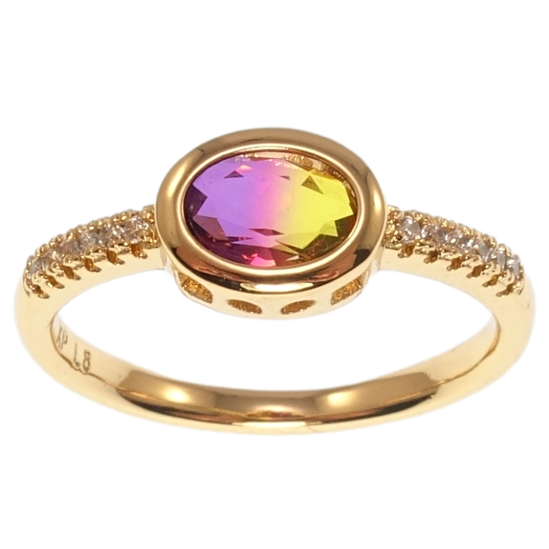 Кольцо Xuping Позолота 18K Сиренево-желтый кристалл фото №1 Кольцо Xuping Позолота 18K Сиренево-желтый кристалл фото №1