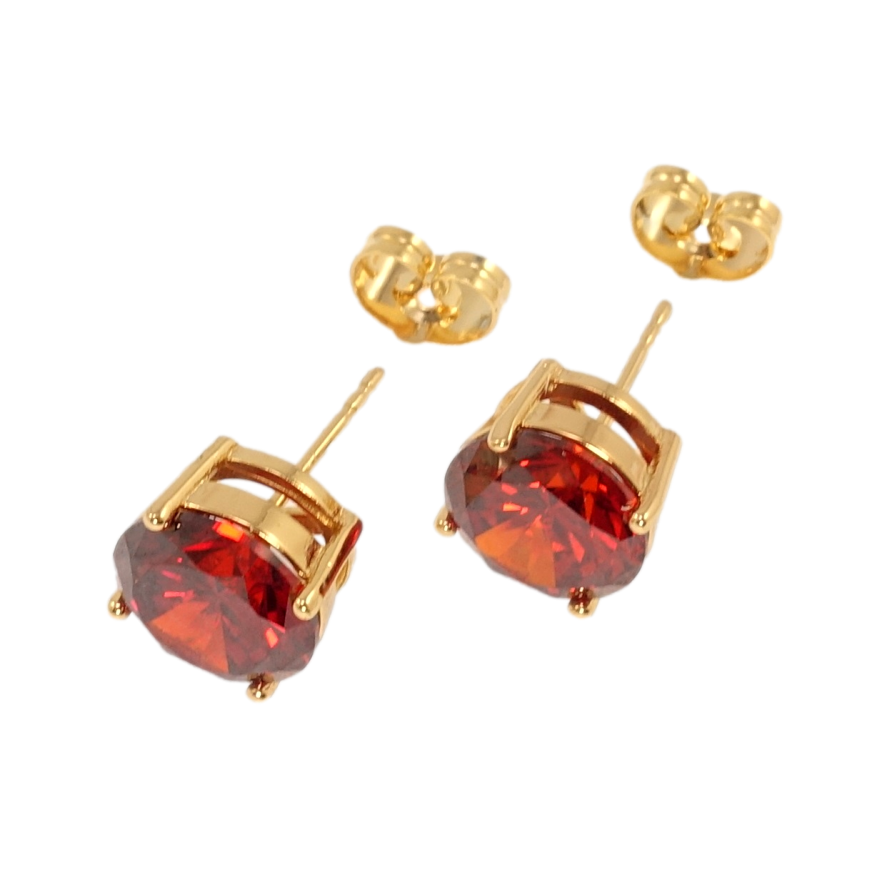 Серьги Xuping Позолота 18K пусеты Красный кристалл в 4-х крапановой оправе ø 10мм фото №1