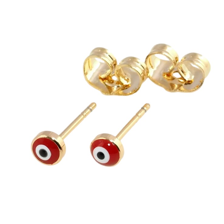 Серьги Xuping Позолота 18K пусеты Красный Глаз Фатимы, эмаль ø 4мм фото №11 Серьги Xuping Позолота 18K пусеты Красный Глаз Фатимы, эмаль ø 4мм фото №11