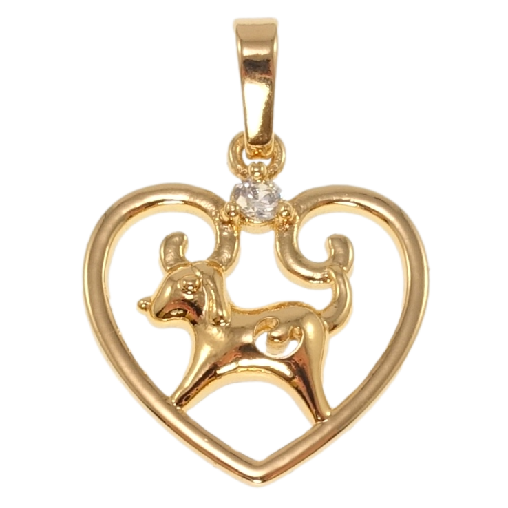 Кулон Xuping Позолота 18K Сердце Знак Восточного Зодиака Собака для цепочки до 6мм фото №9