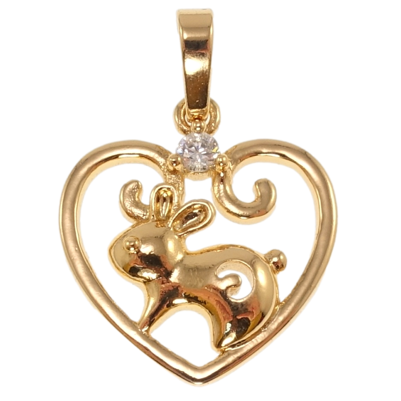 Кулон Xuping Позолота 18K Серце Знак Східного Зодіаку Кролик для ланцюжка до 6мм фото №19 Кулон Xuping Позолота 18K Серце Знак Східного Зодіаку Кролик для ланцюжка до 6мм фото №19